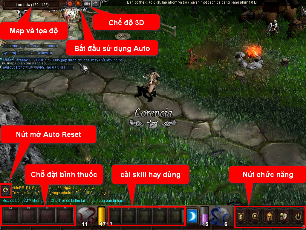 Chức năng chính của Game MU Vân Long Chức năng chính của Game MU Vân Long