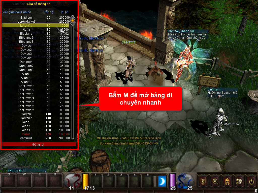 Chức năng chính của Game MU Vân Long Chức năng chính của Game MU Vân Long