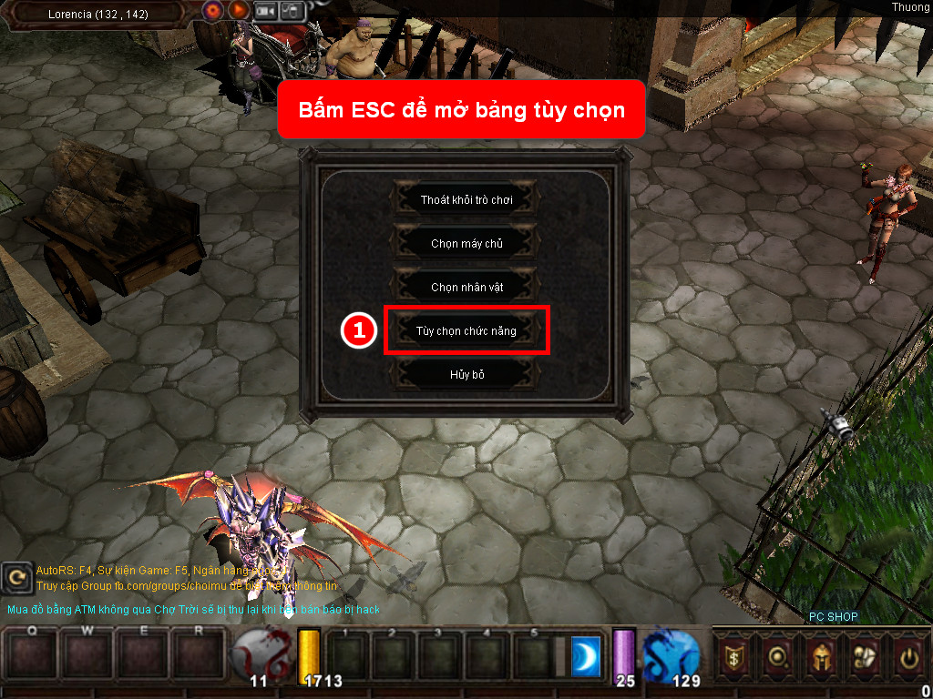 Chức năng chính của Game MU Vân Long Chức năng chính của Game MU Vân Long
